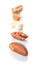 Mix culinary nuts over white background