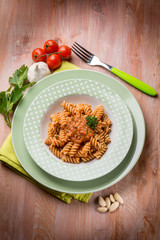 fusilli with almond and tomatoes pesto sauce