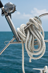 Fototapeta premium Fishing rod and reel on a yacht