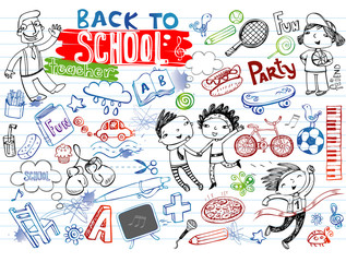 School doodles, vector set