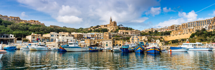 Petit port de Mgarr sur l'île de Gozo, Malte - obrazy, fototapety, plakaty