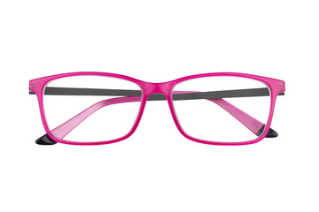 Pink eyeglass frames isolated on white