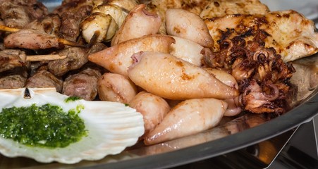 Plate of grilled food