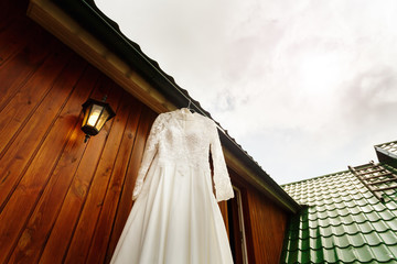 White wedding dress ready for bride