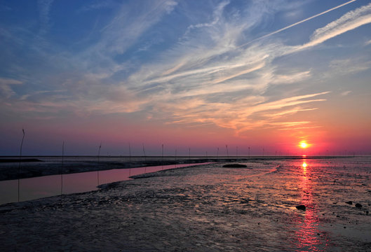 Sonnenuntergang Nordseeküste - Weltnaturerbe Watenmeer