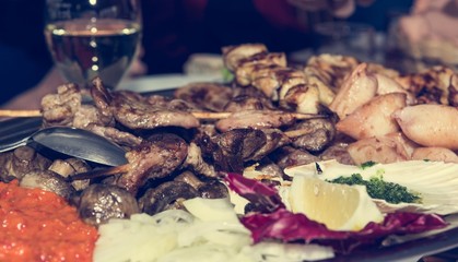 Plate of grilled food