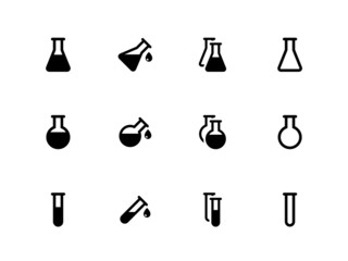 Lab flask icons on white background.