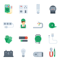 Electricity Icon Flat Set