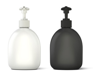 Black and white bottles template for soap