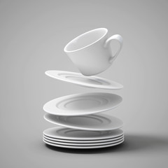 Falling cups and saucers