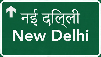 New Delhi India Highway Road Sign