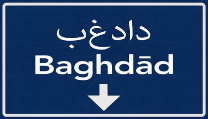 Fototapeta premium Baghdad Highway Road Sign