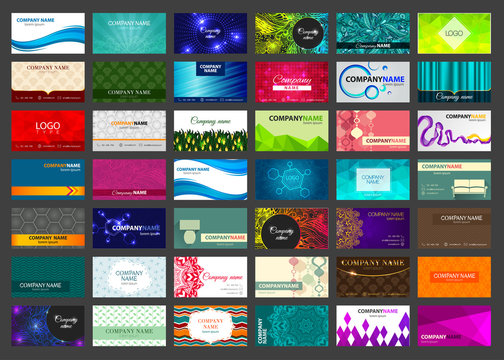 Set of 42 business cards on different topics