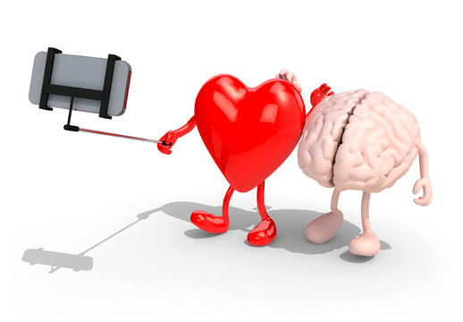 brain and heart take a self portrait with her smart phone