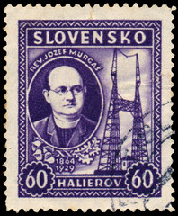 Stamp printed in Slovakia shows Jozef Murgas
