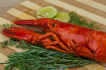 Red boiled lobster