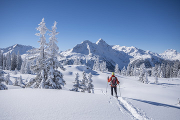 Fototapeta na wymiar Schneeschuhwanderung in den Alpen