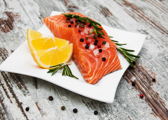 portions of fresh salmon fillet