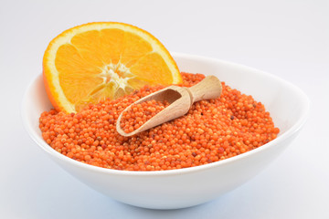 bath beads with orange flavor