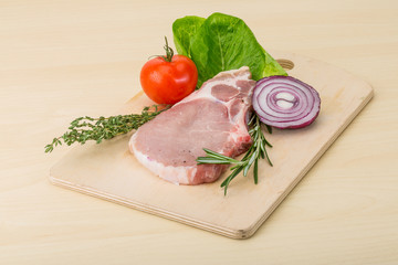 Raw pork steak