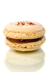 Almond cake macaron closeup.