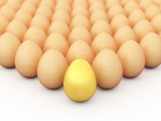 Golden egg, Multiple brown eggs , Easter eggs
