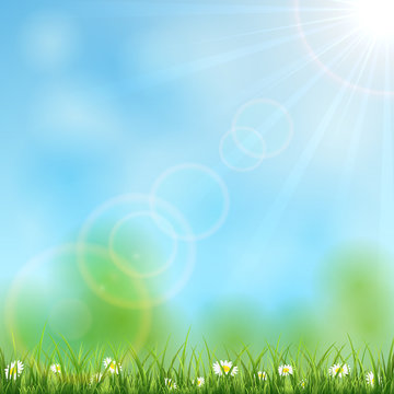 Nature background with sun