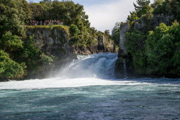 A view of Huka Falls from a river cruise boat, Waikato river