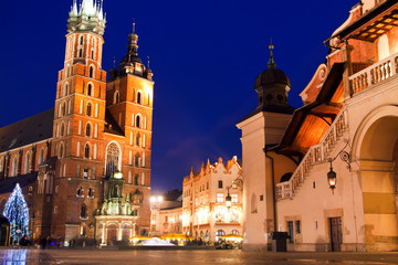 St. Mary's church in Krakow at night