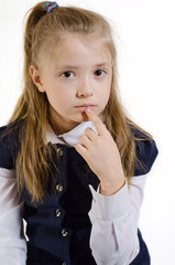 the schoolgirl with a thoughtful air