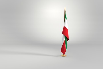 Mexico flag on a brown and golden wooden mast 3d illustration