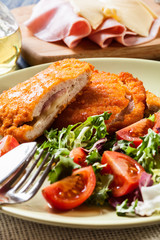 Cutlet Cordon Bleu with salad