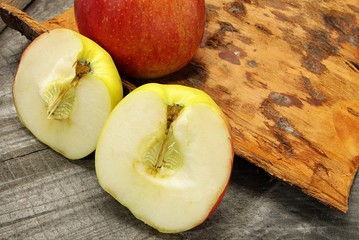 red apples on a wooden background