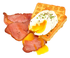 Egg And Bacon On Potato Waffles