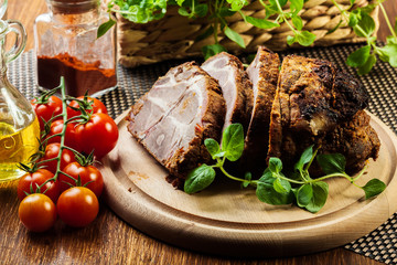 Roasted pork neck with spices