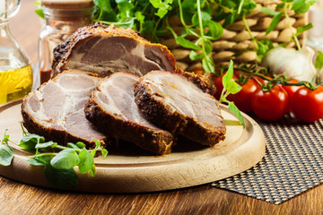 Roasted pork neck with spices