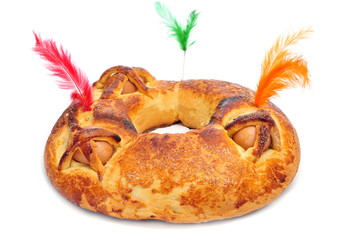 traditional mona de pascua typical in Spain, a cake with boiled