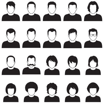 vector flat people face, avatar icon, cartoon character
