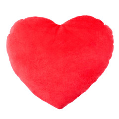 Heart red pillow, cushion on white, clipping path