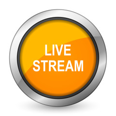 Fototapeta premium live stream orange icon