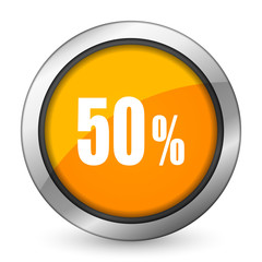 50 percent orange icon sale sign