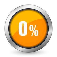 0 percent orange icon sale sign