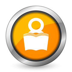 book orange icon reading room sign bookshop symbol
