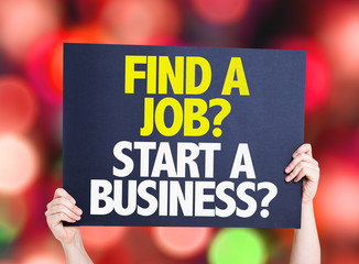 Find a Job? Start a Business? card with colorful background