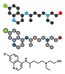 Hydroxychloroquine malaria drug molecule.