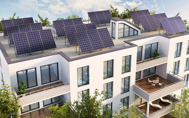 Solar pannels on the roof of the house