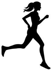 Silhueta de uma mulher a correr - manutenção da forma física e da saúde