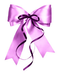 violet bow with dark ribbon made from silk