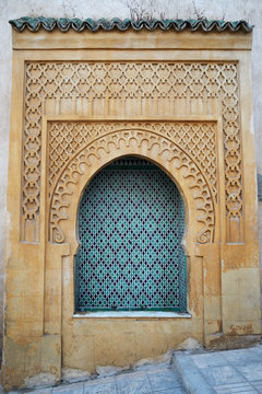 Morocco. Jamee lakbire Medersa in the medina of Sale. Detail of
