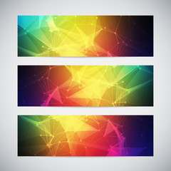 Geometric, lowpoly, abstract modern vector banners set with